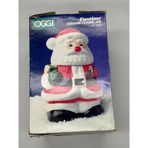 OGGI‎ Funtime Ceramic Cookie Jar St Nick Santa Claus Christmas Holiday